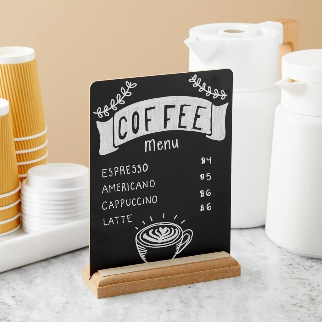 Chalkboard sign with white handwriting
